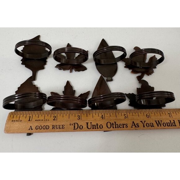 Rustic Leaf Design Napkin Rings Set Of 8 Holiday Fall Home Decor Dining  Brown - Picture 14 of 15